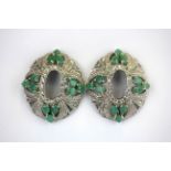 A pair of 925 silver emerald and white stone set earrings, L. 3cm.