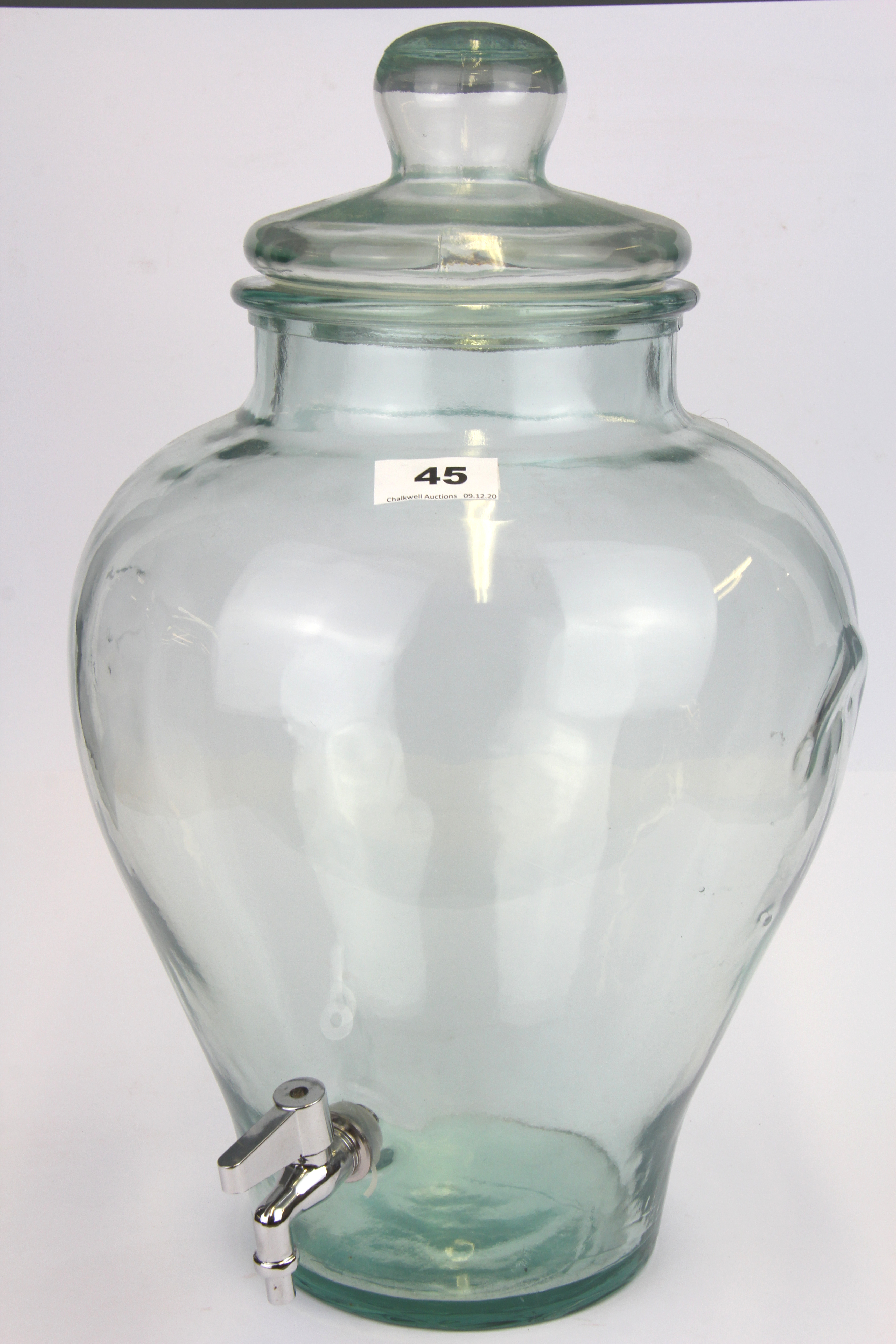 A glass spirit jar, H. 33cm.