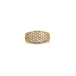 An 18ct yellow gold diamond pave set ring, (P).