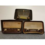 A Stella Bakelite vintage radio together with a Philips radio and a Murphy U698 Bakelite radio.