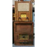 A Philco vintage wooden cased radio and a further wooden vintage radio.