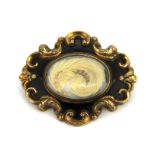 A Victorian gilt yellow metal mourning brooch, L. 5cm.