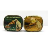 Two tins of 'His Masters Voice' soft tone gramophone needles.