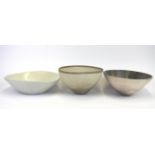 Three studio pottery bowls, largest Dia. 25.5cm.