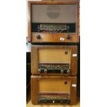 A wooden cased McMichael vintage radio model 154A.C, together with two wooden cased Philips