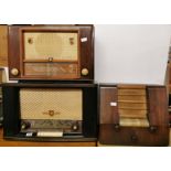 A Philips wooden cased radio along with a further wooden cased Philios also with a wooden cased Peto