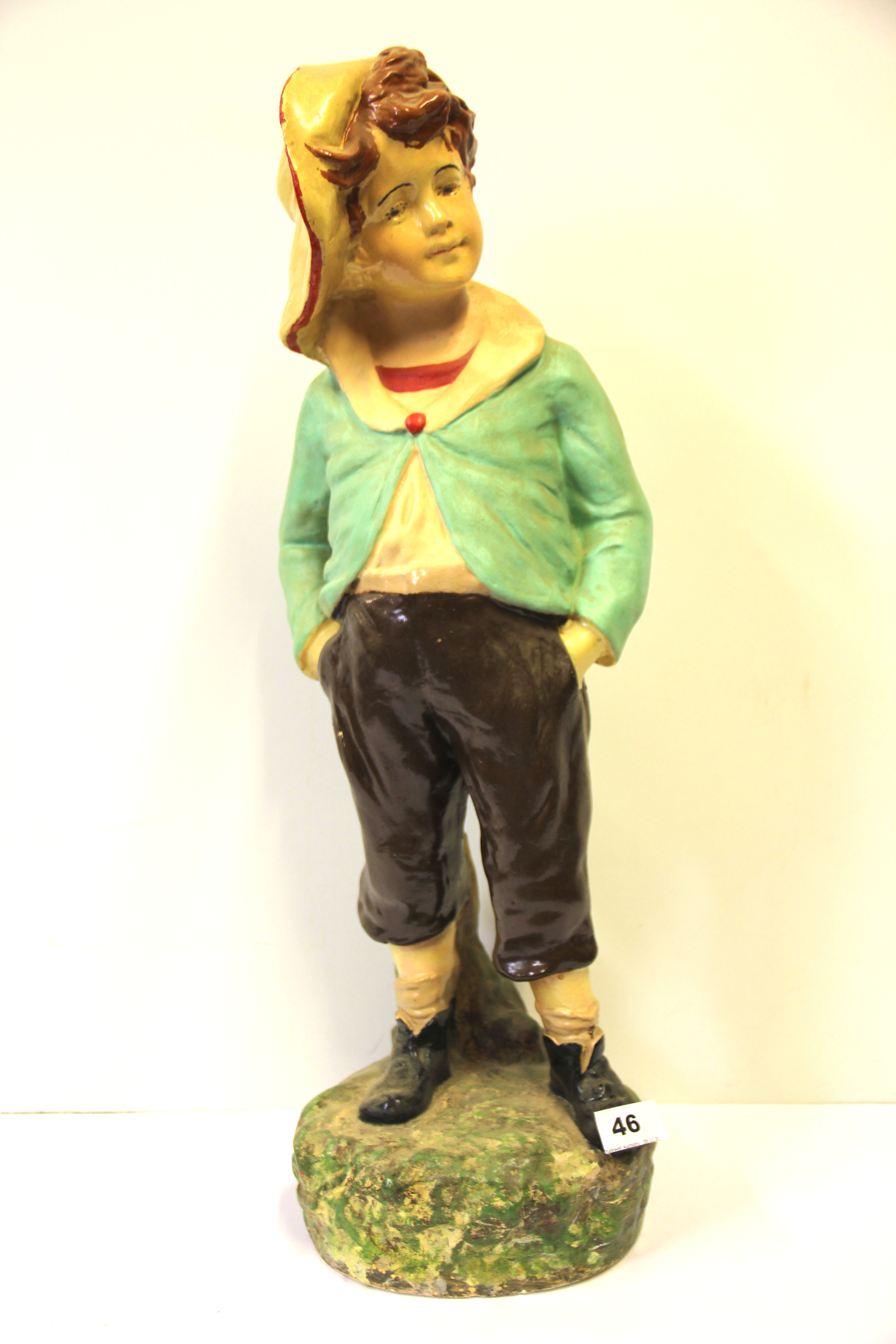 A 1930's painted "chalk" figure of a boy, H. 63cm.