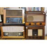 Four vintage wooden cased radios, Murphy, PYE, Ekco and a bush radio.