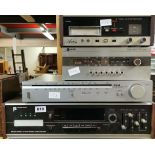 A Peerless 8 track amplifier with an Akai FM/AM stereo tuner, a Leak Delta AM/FM tuner with a