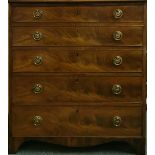 An early 20th Century fiddle back mahogany veneered secretaire chest with satin wood interior, W.