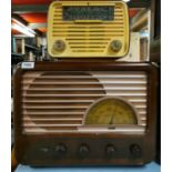 A vinage Sobell 619 wooden cased radio together with a Luxor Colibri radio, largest 46cm.