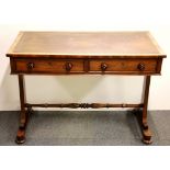 A 19th Century rosewood veneered leather topped stretche table with two drawers, desk size 100 x