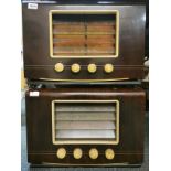 Two wooden cased His Masters Voice radios, 53 x 39 x 23cm.