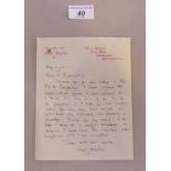 Enid Blyton: a hand penned personal letter on headed note paper, dated May 7th,