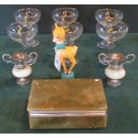 A set of six vintage Babycham pedestal g