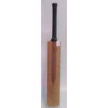 A grey Nichols cricket bat, signed the the Australian and various English cricket teams,