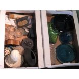 Two boxes containing a quantity of miscellaneous china, glass and other decorative items,