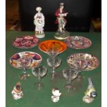 A collection of mixed chinaware, to include: Continental figures, Imari-style plates,