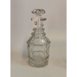 A circa 19th century D-ring glass decanter and stopper.
