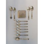 A set of six teaspoons with pierced terminals marked Sterling,