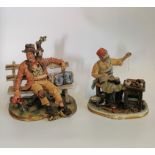 A group of two Capodimonte bisque porcelain figure groups of a gentleman of the road and a cobbler,