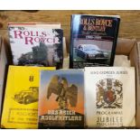 A box containing a quantity of books and ephemera relating to Rolls Royce,