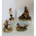A collection of three Capodimonte bisque porcelain figure groups,