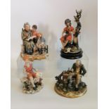 A collection of four Capodimonte bisque porcelain figure groups, to include: an artist,