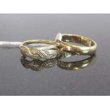 A 9ct gold and diamond open work twist ring, together with a 9ct gold wedding band, 5.