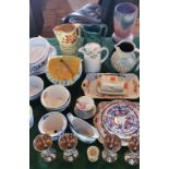 A selection of assorted china and metalware, to include several glazed jugs,