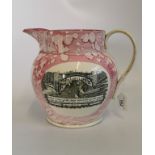 A 19th century lustre pearlware commemorative water jug,