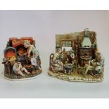 A large Capodimonte bisque porcelain figure group, the village baker and young companion,