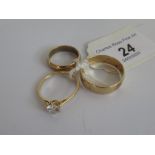 A single stone cubic zirconium ring in 14ct gold mount,