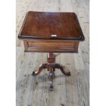 A 19th century Continental mahogany worktable, with square top,