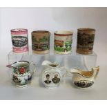 A collection of mostly 19th century commemorative mugs and jugs,