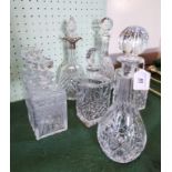 A collection of 20th century decanters, to include one with silver collar (7).