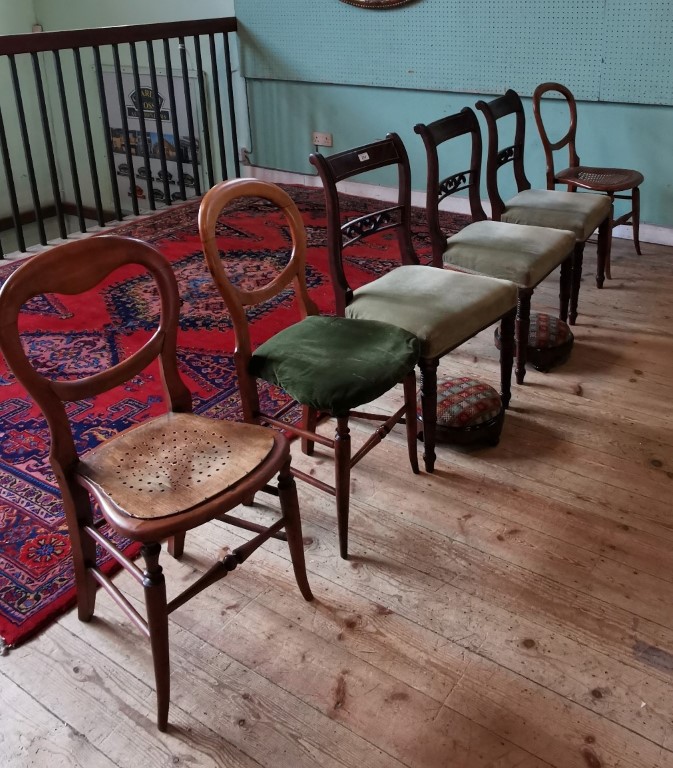 Six 19th century chairs of varying design,