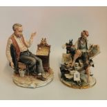 A Capodimonte bisque porcelain figure of a watchmaker, together with one other of a Venetian artist,