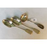 Two hallmarked silver 19th century Fiddle pattern tablespoons, bearing lion crests,