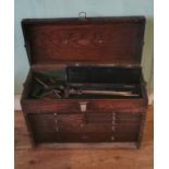 A vintage wooden engineers work toolbox, branded inside lid Neslein Tool Chest,