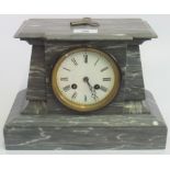 A late 19th century French, pale grey marble eight day mantle clock.