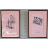 Two framed and glazed watercolours by the cartoonist Preston,