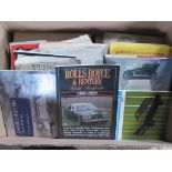 A box containing a quantity of books and ephemera relating to Rolls Royce,