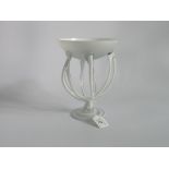 A decorative 1970's style Art Glass white and clear comport.