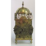 An early 20th century brass lantern clock, in the 17th century style,