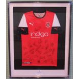 A framed and glazed Luton Town football shirt, season 2019/20,