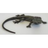 An Austrian cold painted bronze figure of a lizard,