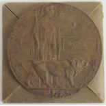 A WW1 bronze Death Penny, commemorating