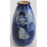 A Royal Doulton Blue Child pattern vase, depicting a young girl picking fruit,