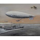 § δ NORMAN WILKINSON (BRITISH, 1878-1971): Airship SS7 R.N.A.S; torpedo boat CMB; short sea plane